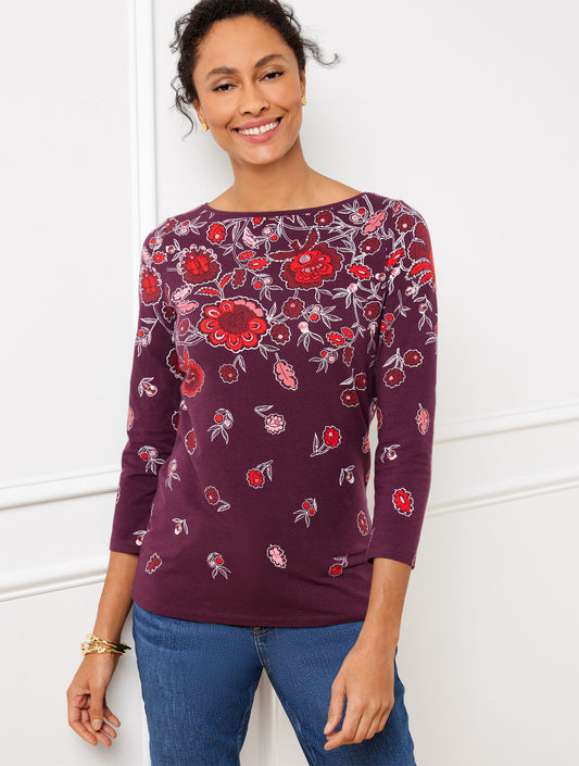 Talbots BATEAU NECK TEE - MAJESTIC BLOOMS