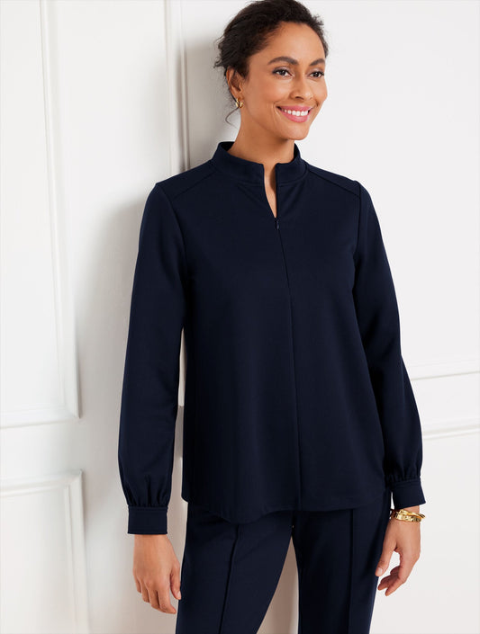 Talbots PASSPORT PONTE ZIP MOCKNECK PULLOVER