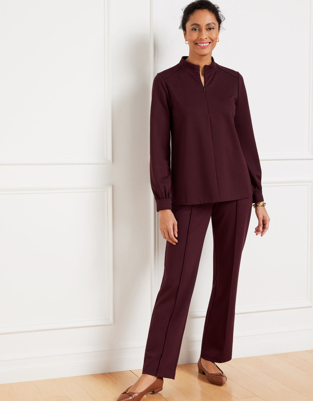 Talbots PASSPORT PONTE ZIP MOCKNECK PULLOVER