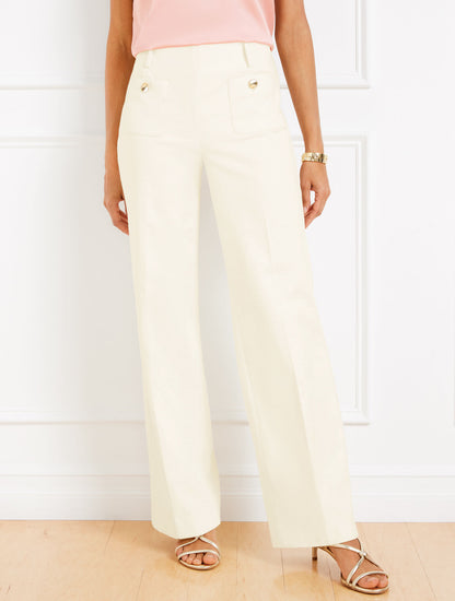 Talbots TEXTURED COTTON WIDE LEG PANTS