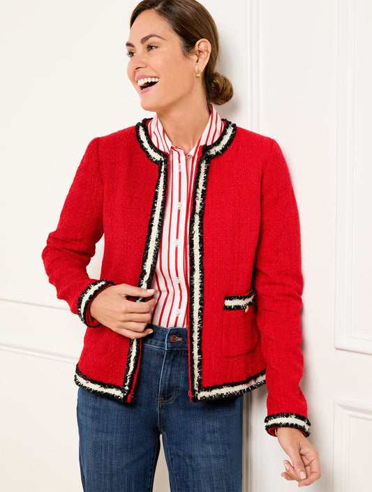 Talbots FRINGE STRIPE TWEED JACKET