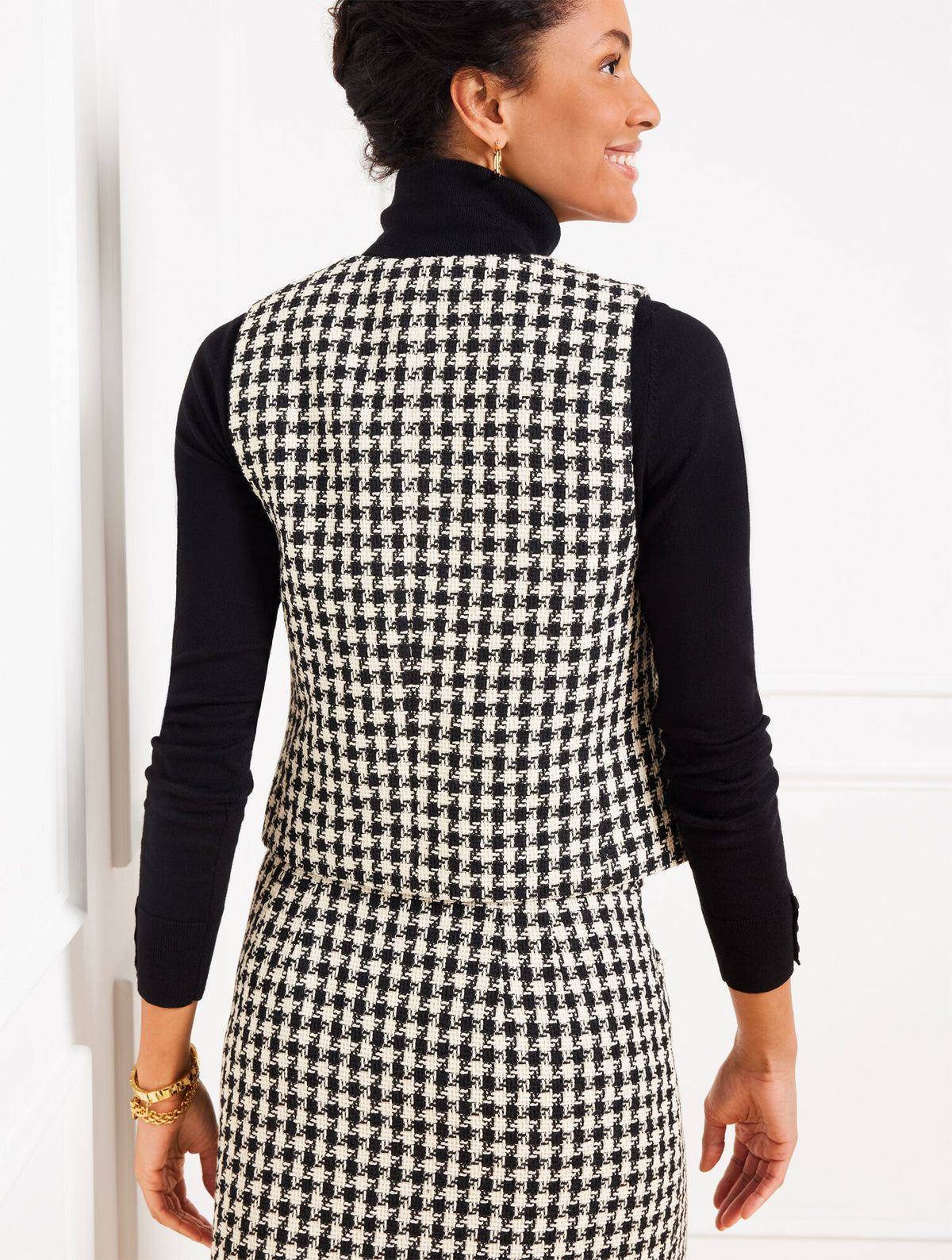 Talbots HOUNDSTOOTH TWEED VEST