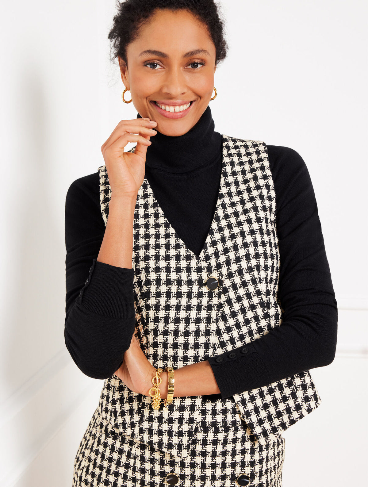 Talbots HOUNDSTOOTH TWEED VEST