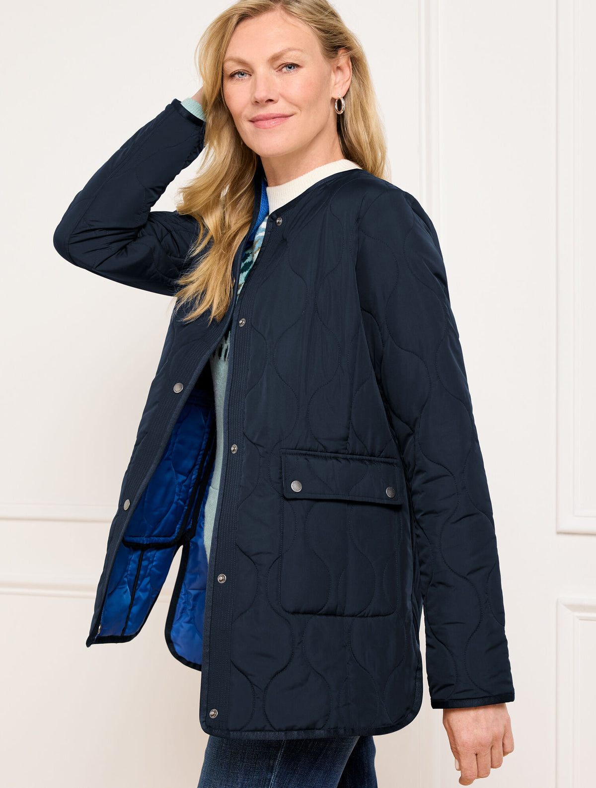 Talbots QUILTED COLLARLESS COAT