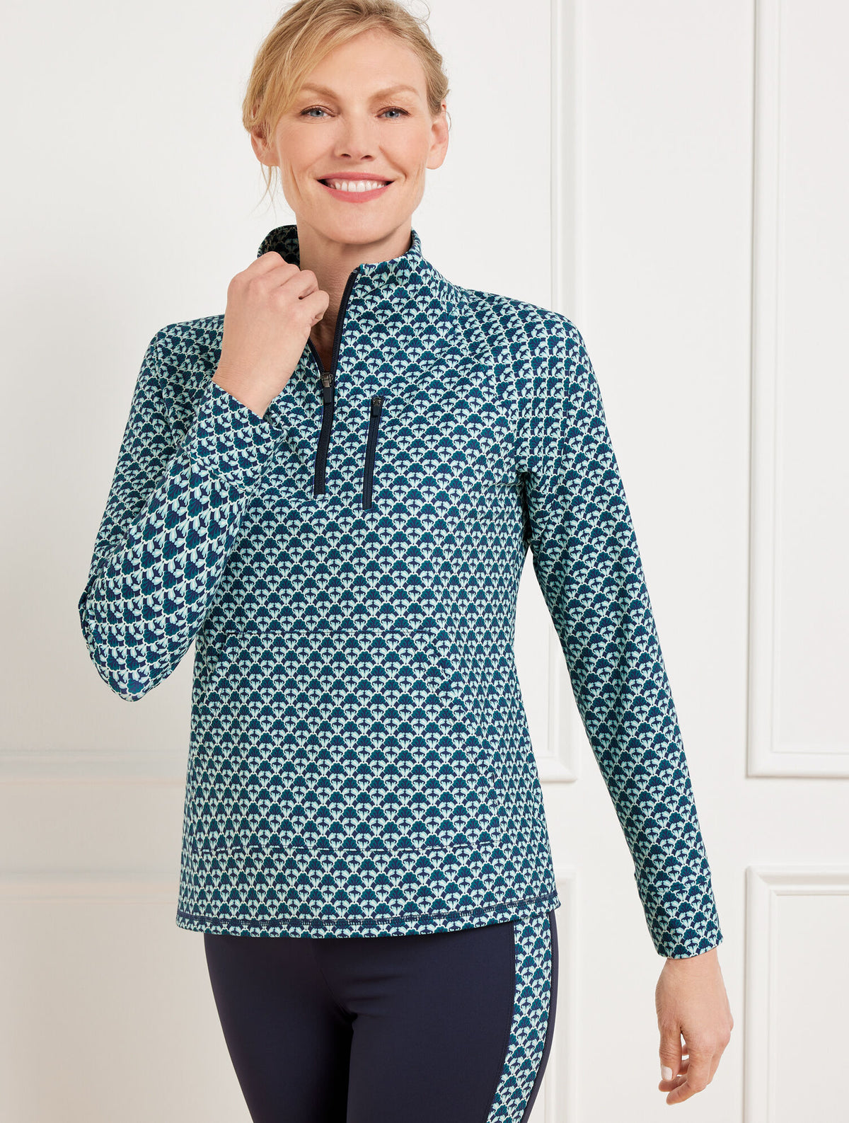 Talbots OUT & ABOUT HALF-ZIP PULLOVER - FASCINATING SCALLOP