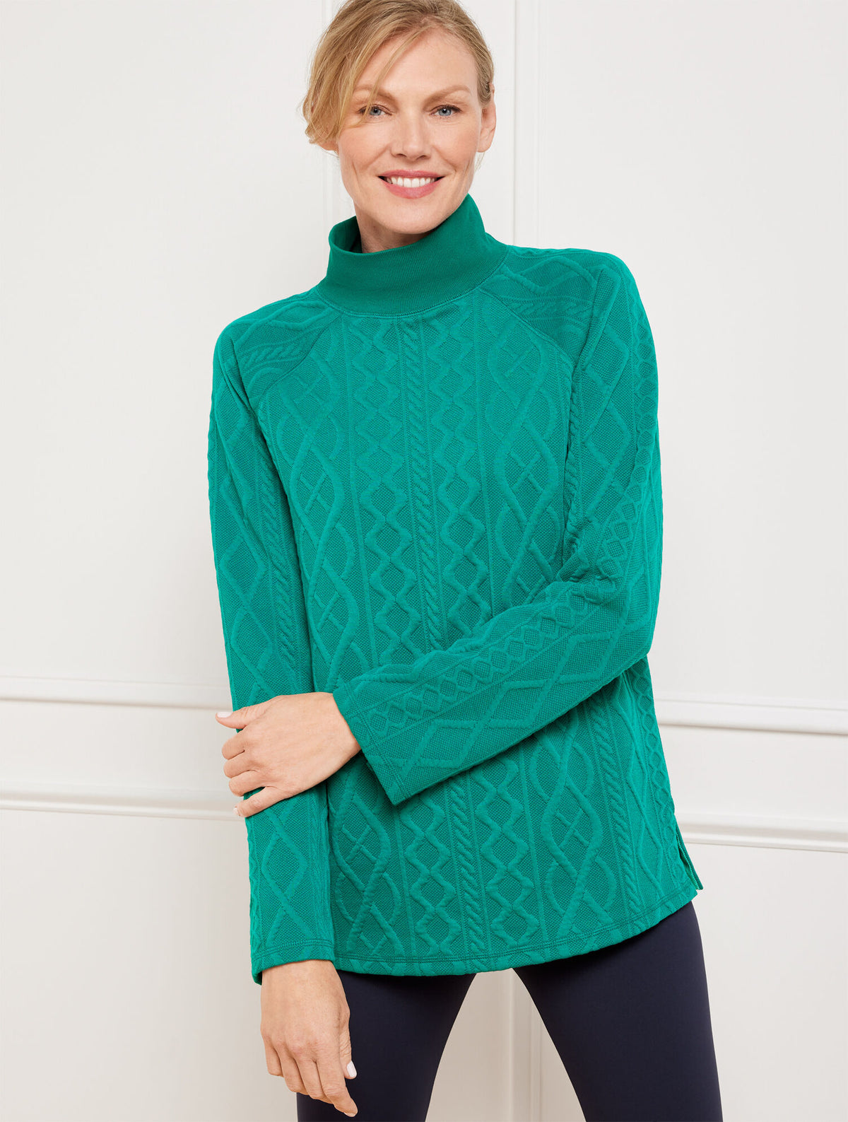 Talbots AUTUMNAL CABLE KNIT MOCKNECK PULLOVER