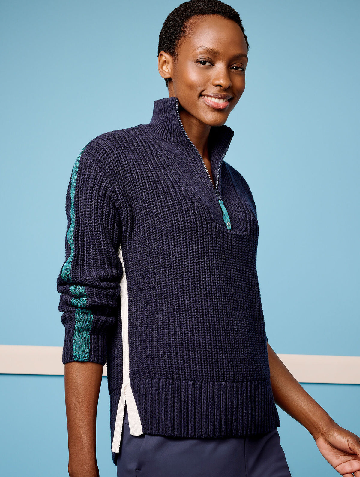 Talbots TIPPED HALF-ZIP SWEATER