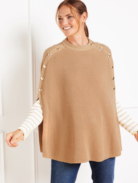 Talbots PLUS EXCLUSIVE BUTTON PONCHO