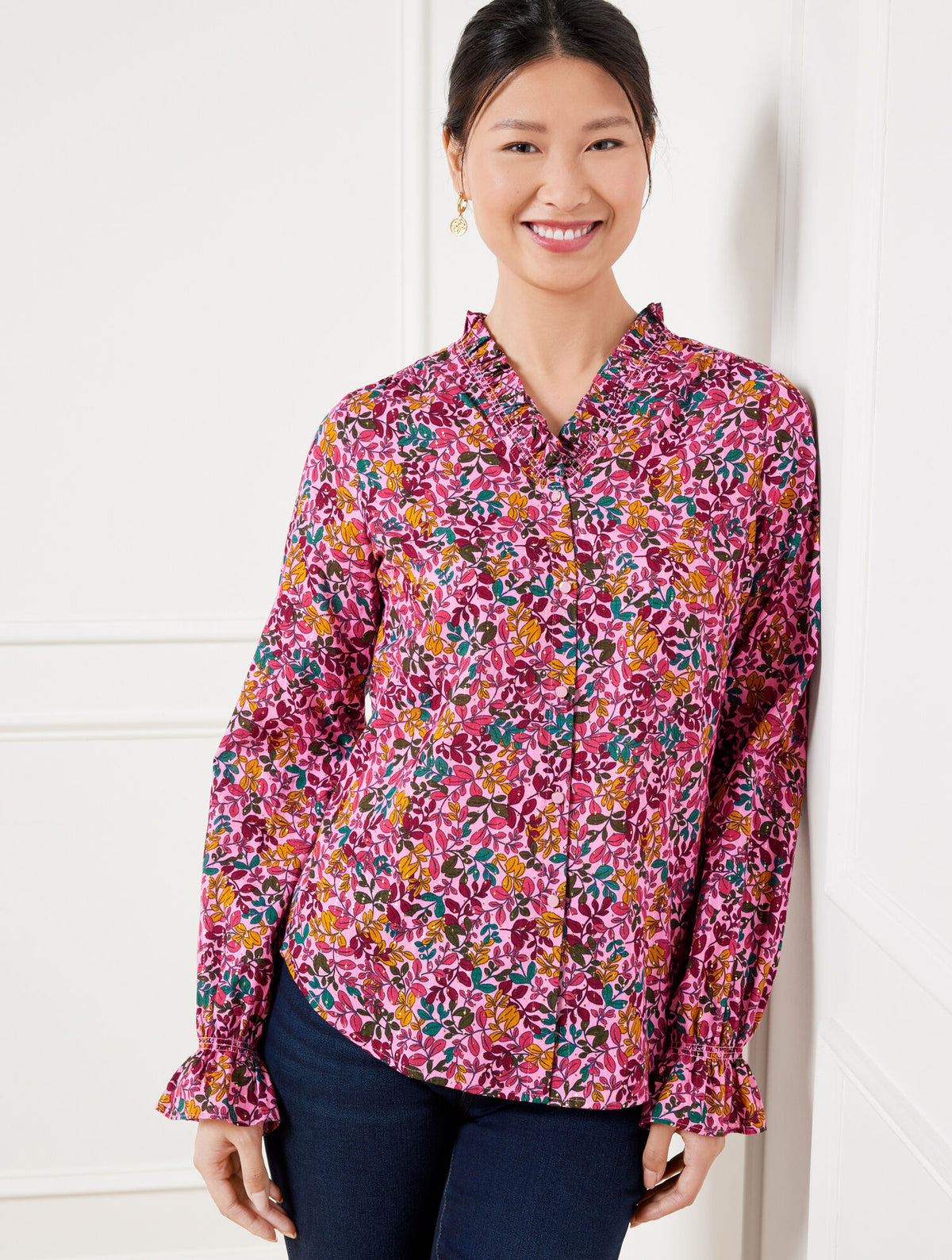 Talbots RUFFLE TOP - GATHERED LEAVES