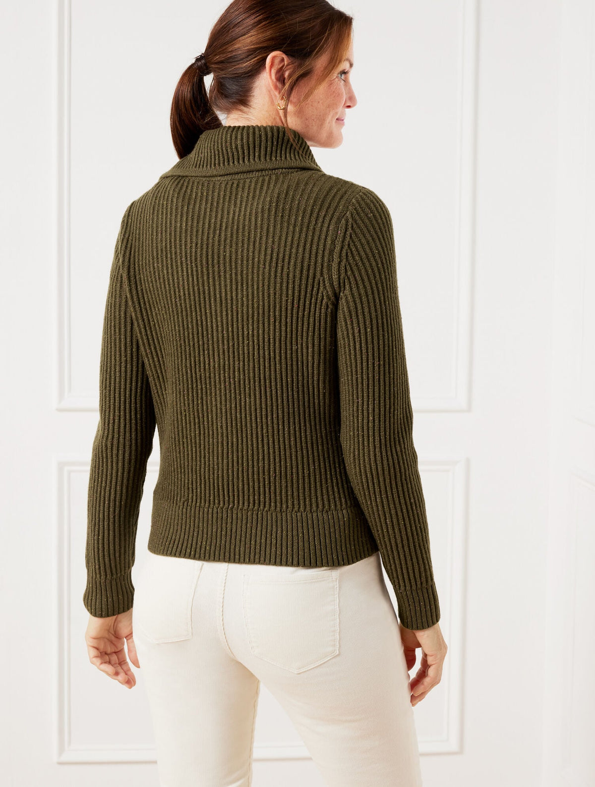 Talbots POINTELLE KNIT SWEATER JACKET - TWEED