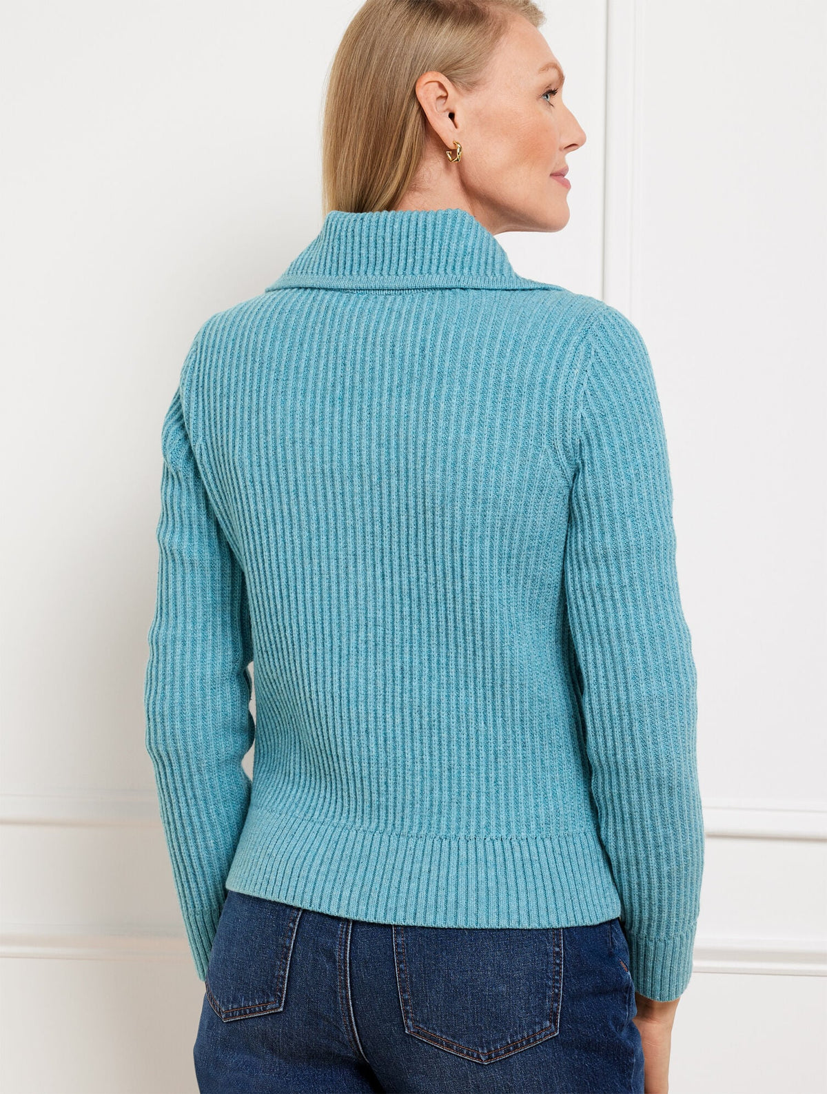 Talbots POINTELLE KNIT SWEATER JACKET - TWEED