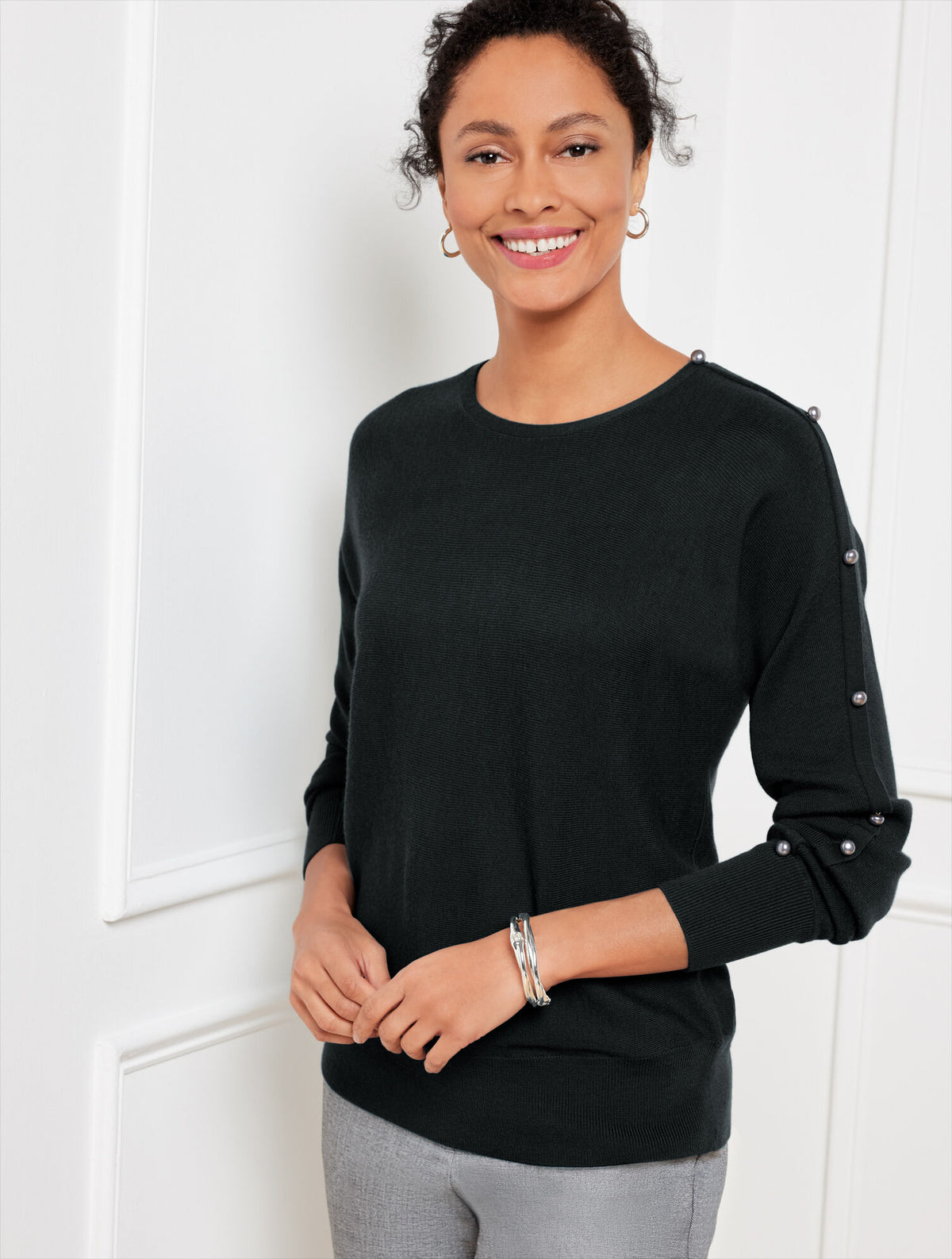 Talbots WOOL BLEND BUTTON DOLMAN SWEATER