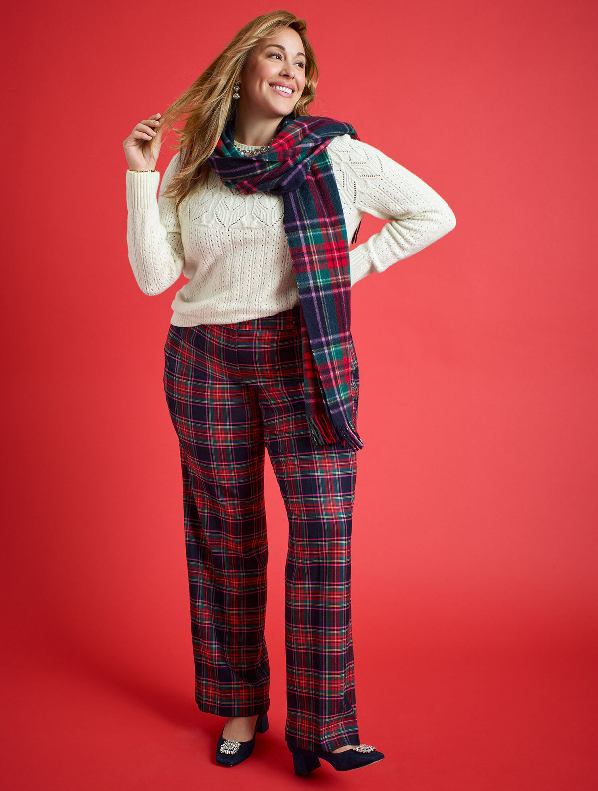 Talbots TALBOTS GREENWICH WIDE LEG PANTS - DASHING PLAID