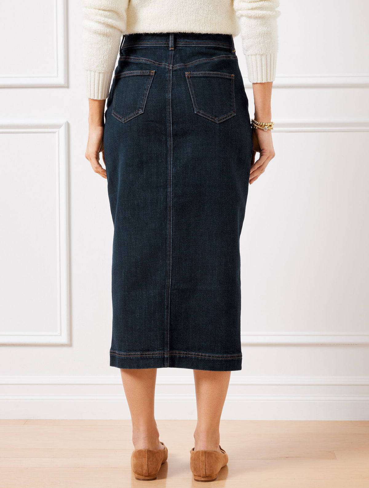 Talbots DENIM MIDI SKIRT - PARK WASH