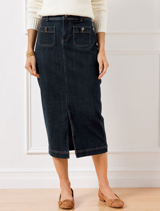 Talbots DENIM MIDI SKIRT - PARK WASH