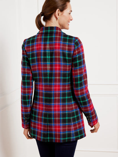 Talbots OPEN FRONT BLAZER - LOG FIRE PLAID