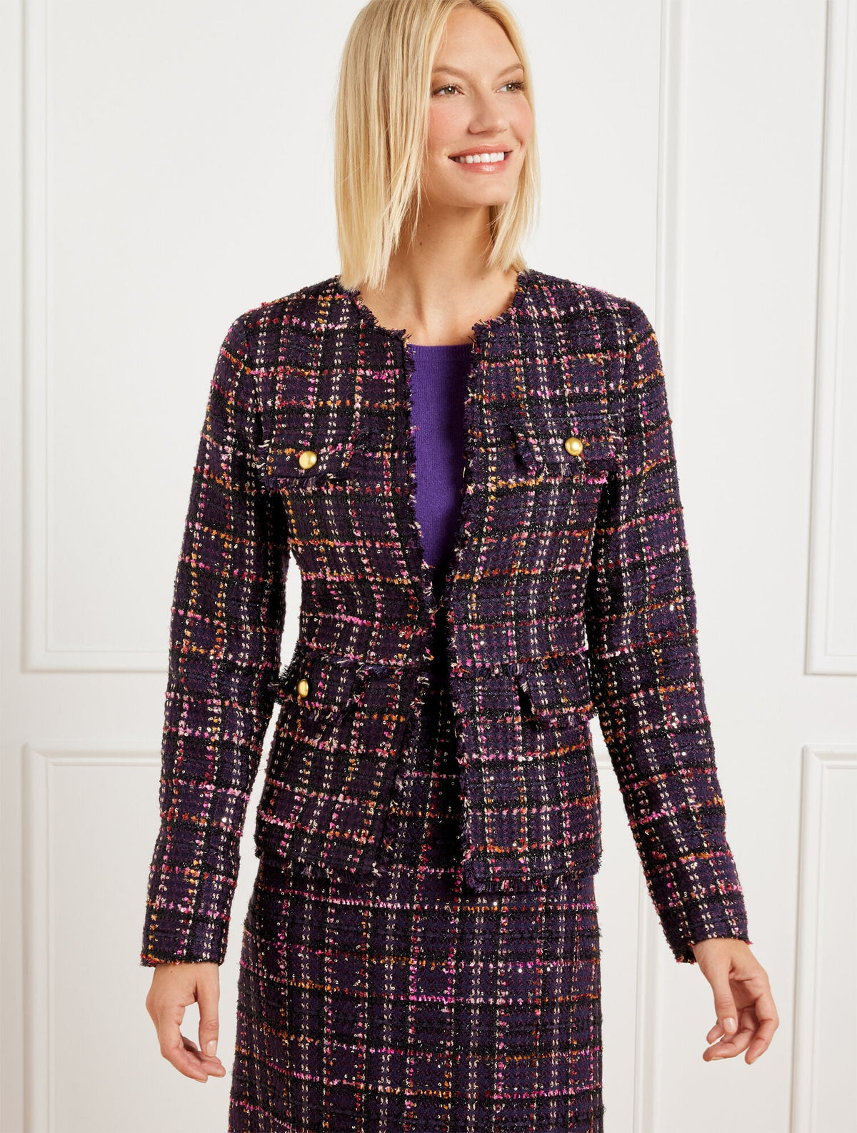 Talbots MIDNIGHT SPARKLE TWEED JACKET