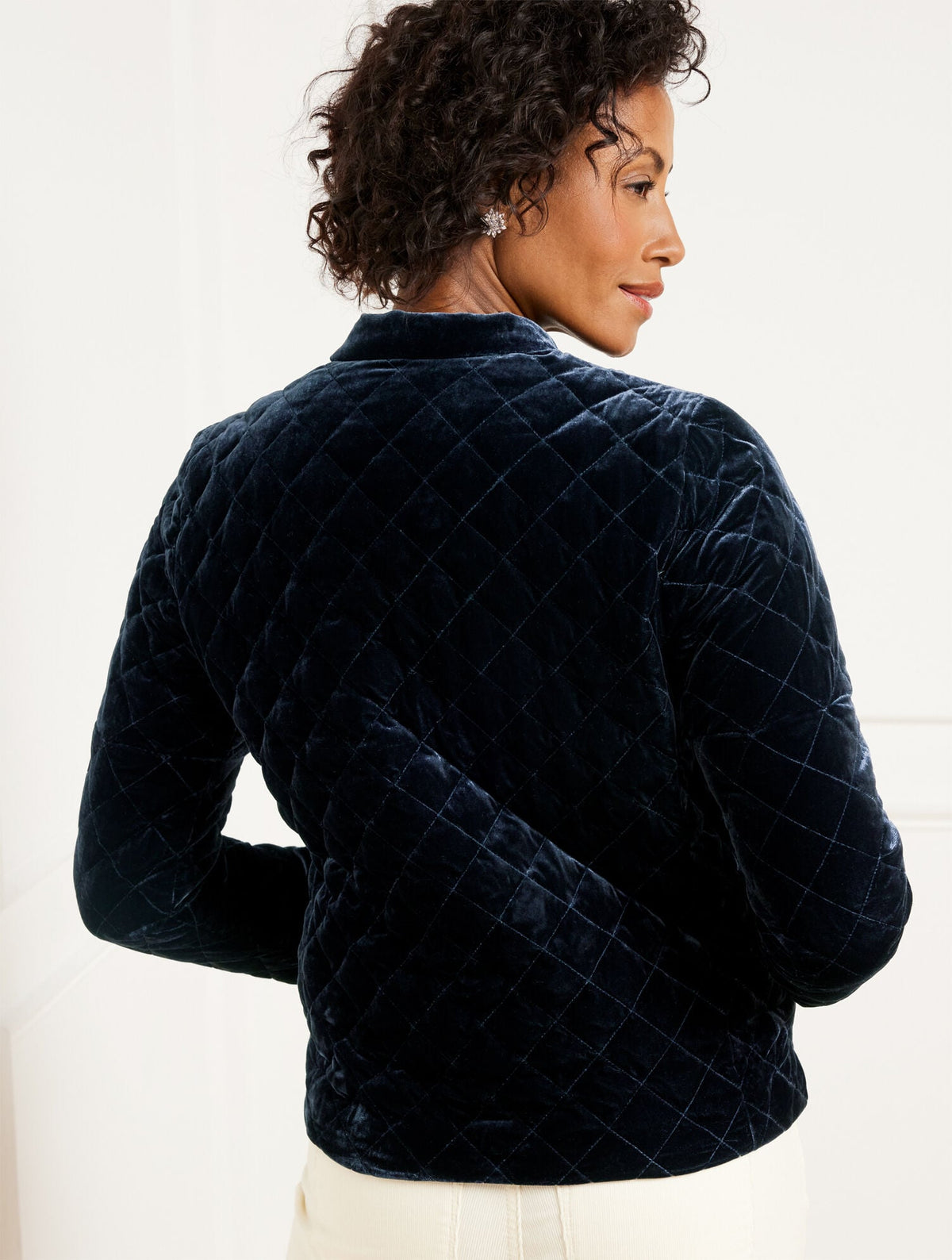 Talbots VELVET QUILTED BOMBER JACKET