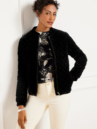 Talbots VELVET QUILTED BOMBER JACKET