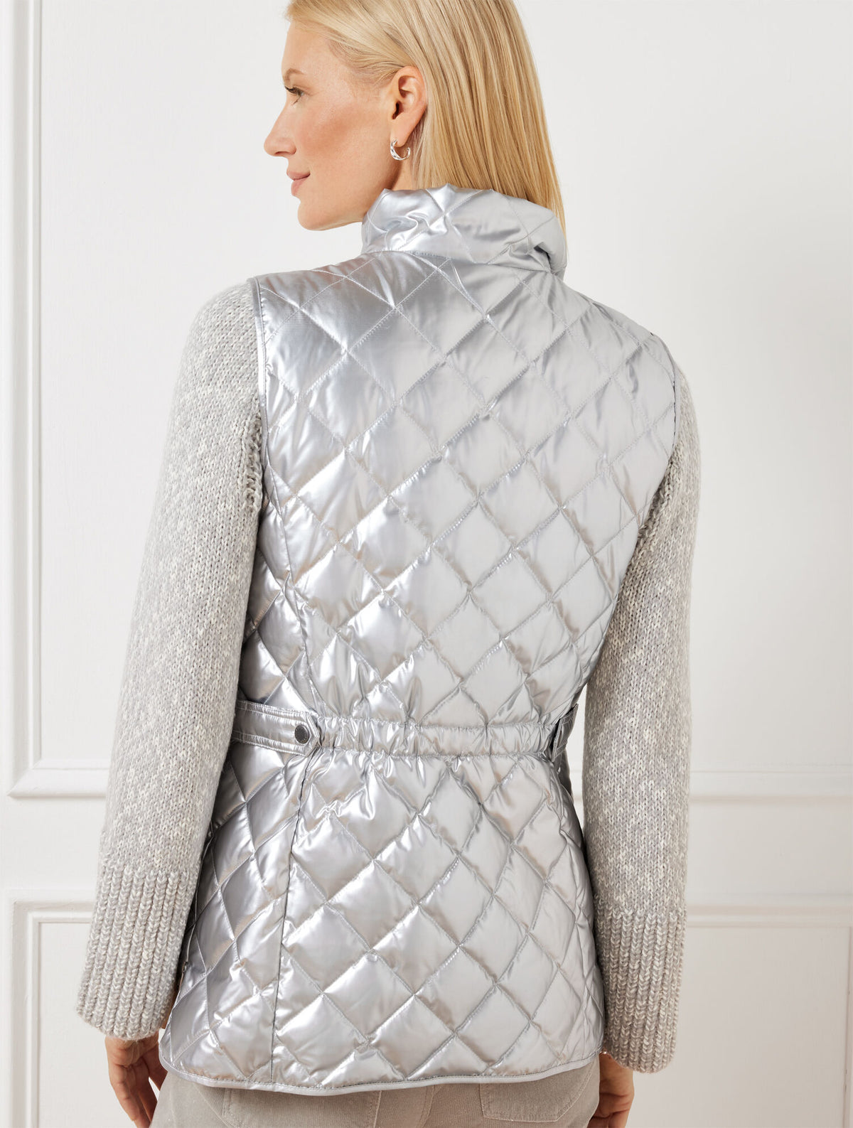 Talbots QUILTED DOWN PUFFER VEST - METALLIC