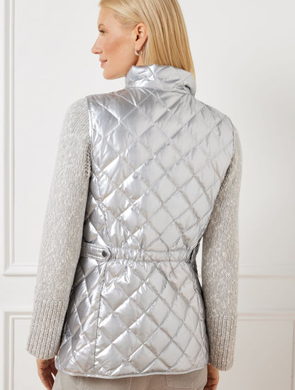 Talbots QUILTED DOWN PUFFER VEST - METALLIC