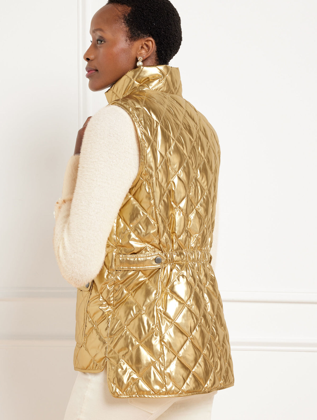 Talbots QUILTED DOWN PUFFER VEST - METALLIC