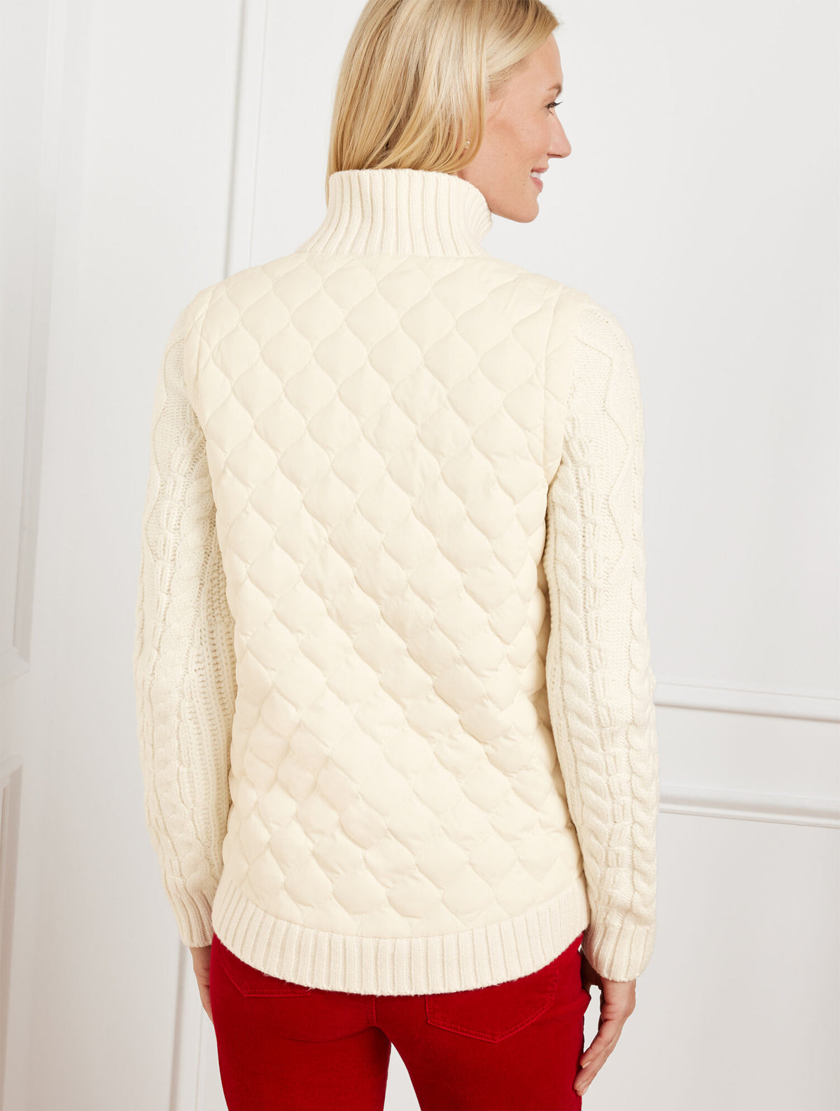 Talbots QUILTED PUFFER SWEATER JACKET