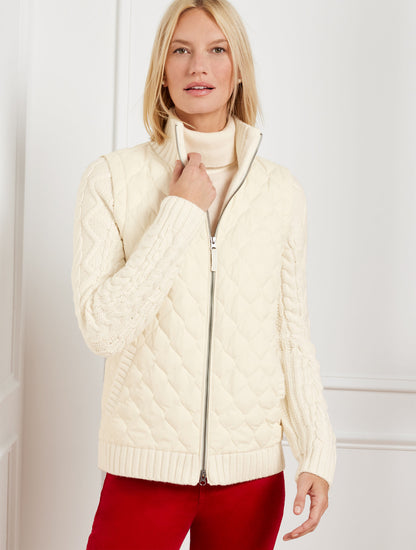 Talbots QUILTED PUFFER SWEATER JACKET