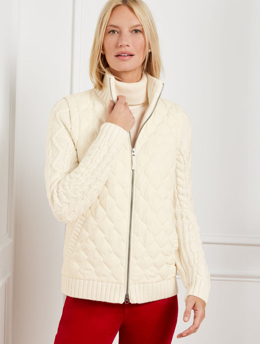 Talbots QUILTED PUFFER SWEATER JACKET