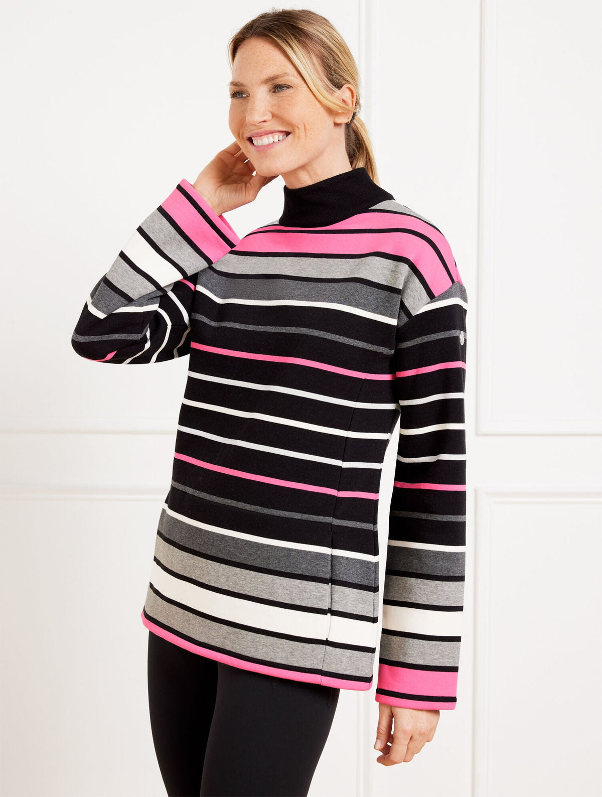Talbots MOCKNECK PULLOVER - FROSTED STRIPE