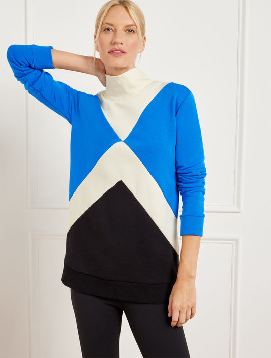 Talbots FRENCH TERRY COLORBLOCK MOCKNECK PULLOVER