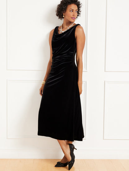 Talbots VELVET DRAPED MIDI DRESS