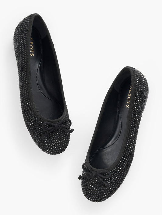 Talbots BLAIR RHINESTONE SUEDE BALLET FLATS