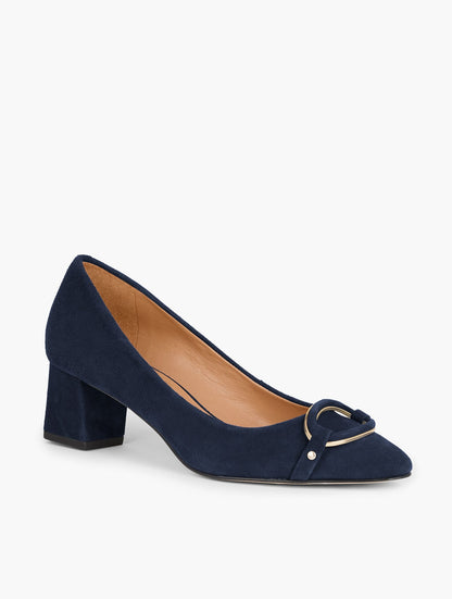 Talbots KAYLA BUCKLE BLOCK HEEL SUEDE PUMPS