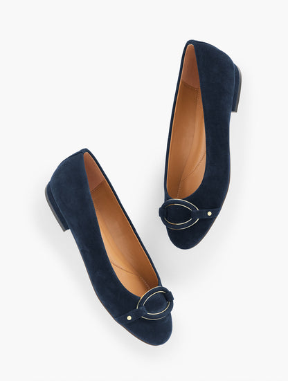 Talbots MADISON BUCKLE SUEDE BALLET FLATS