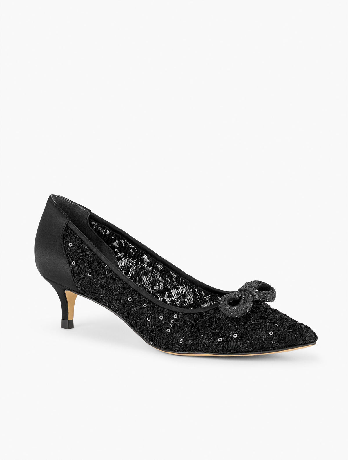 Talbots SYLVIE BOW KITTEN HEEL PUMPS - SEQUIN MESH