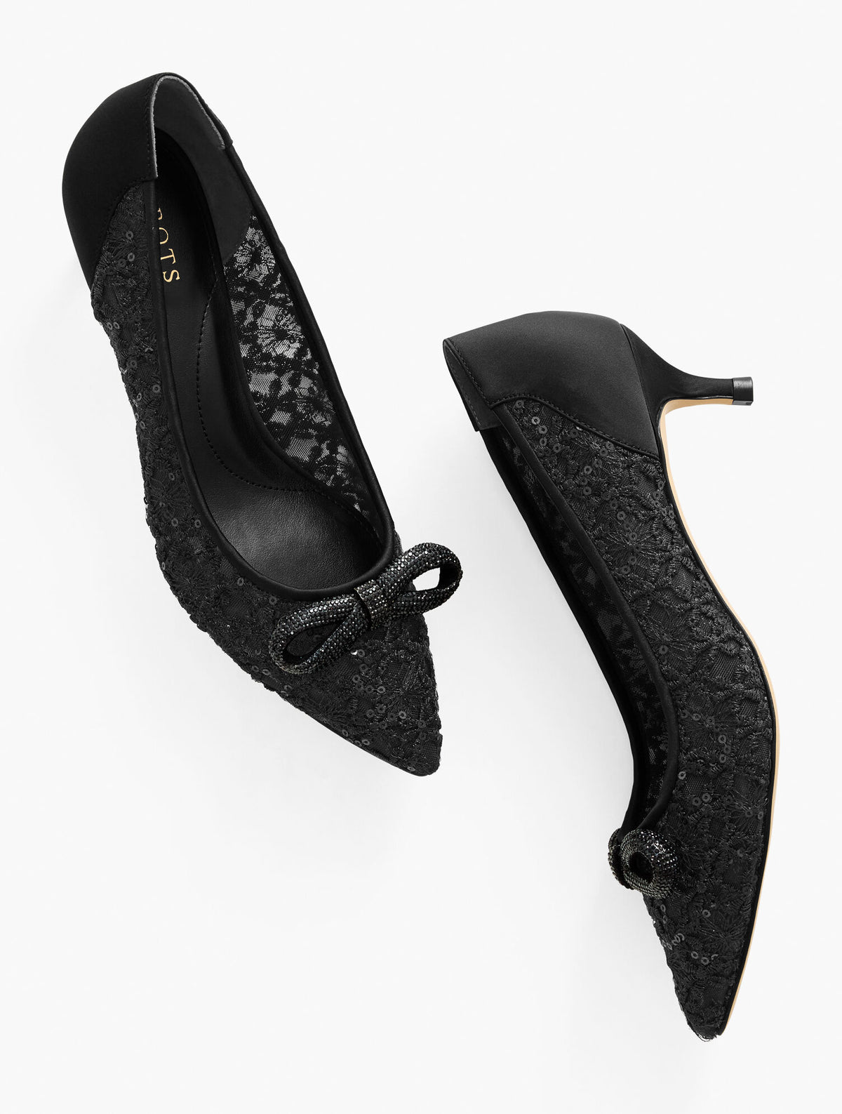 Talbots SYLVIE BOW KITTEN HEEL PUMPS - SEQUIN MESH