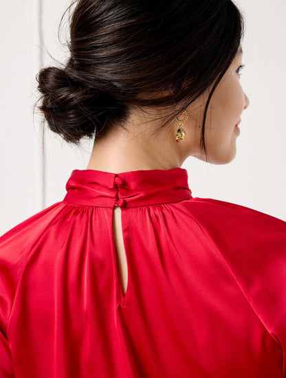 Talbots SOFT SATIN CHARMEUSE TWIST NECK TOP