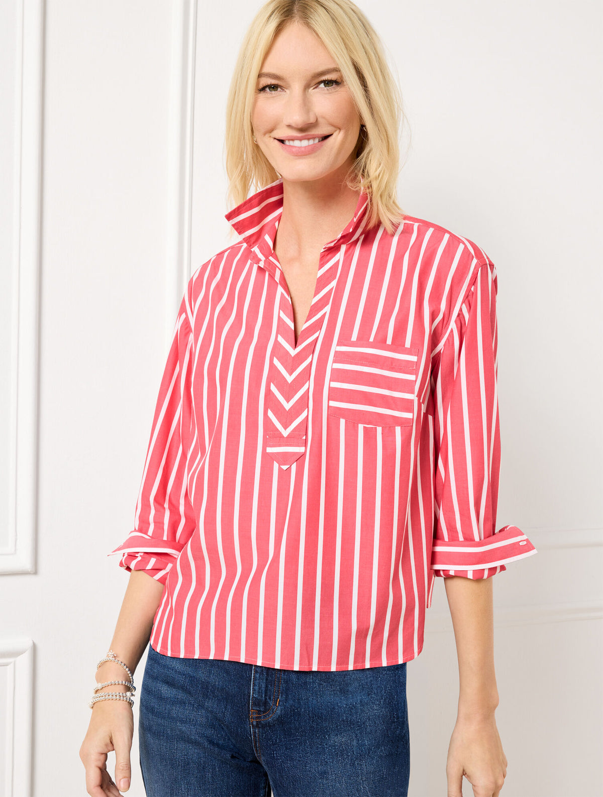 Talbots SHORT SHIRT - SAVVY STRIPE