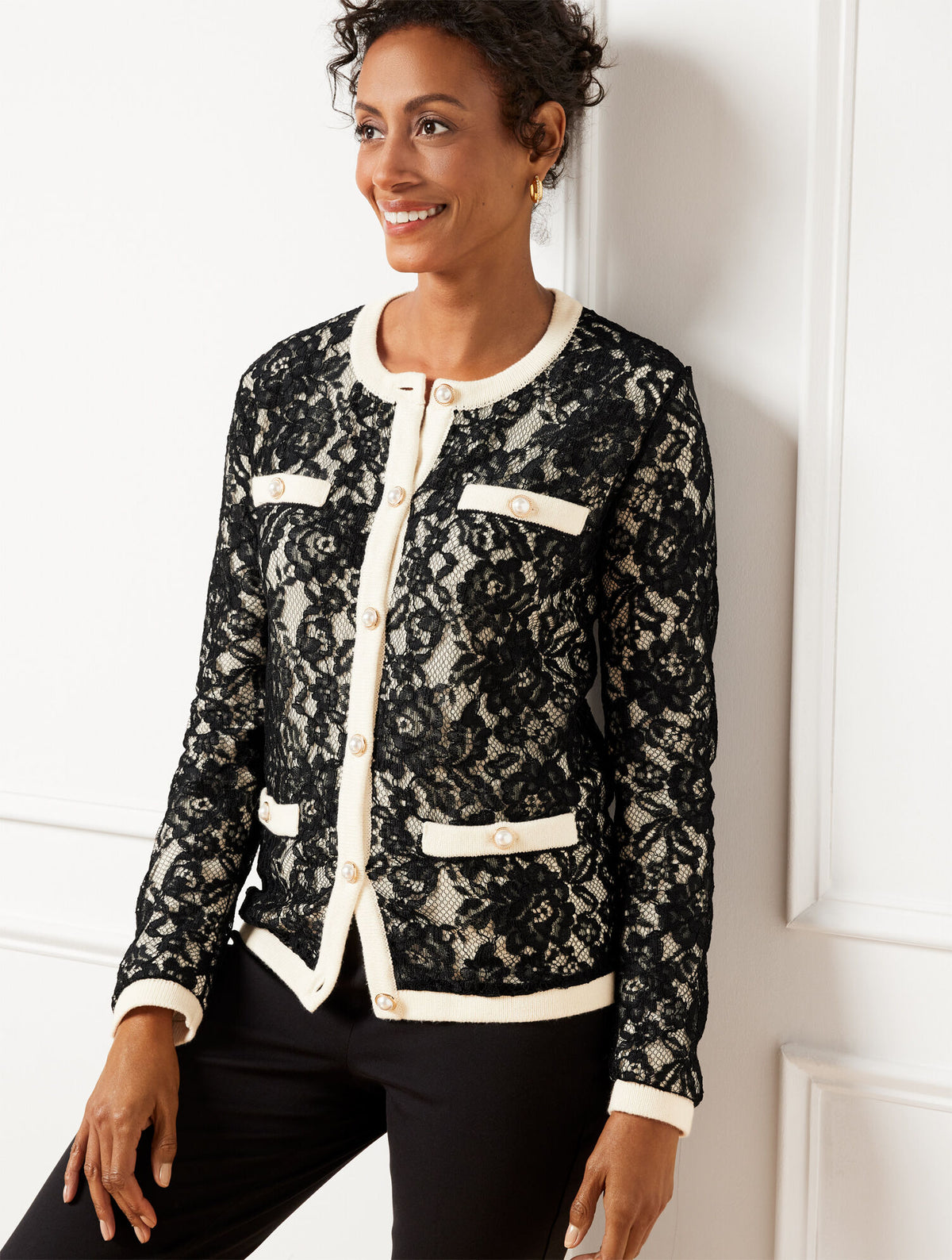 Talbots FLORAL LACE CARDIGAN