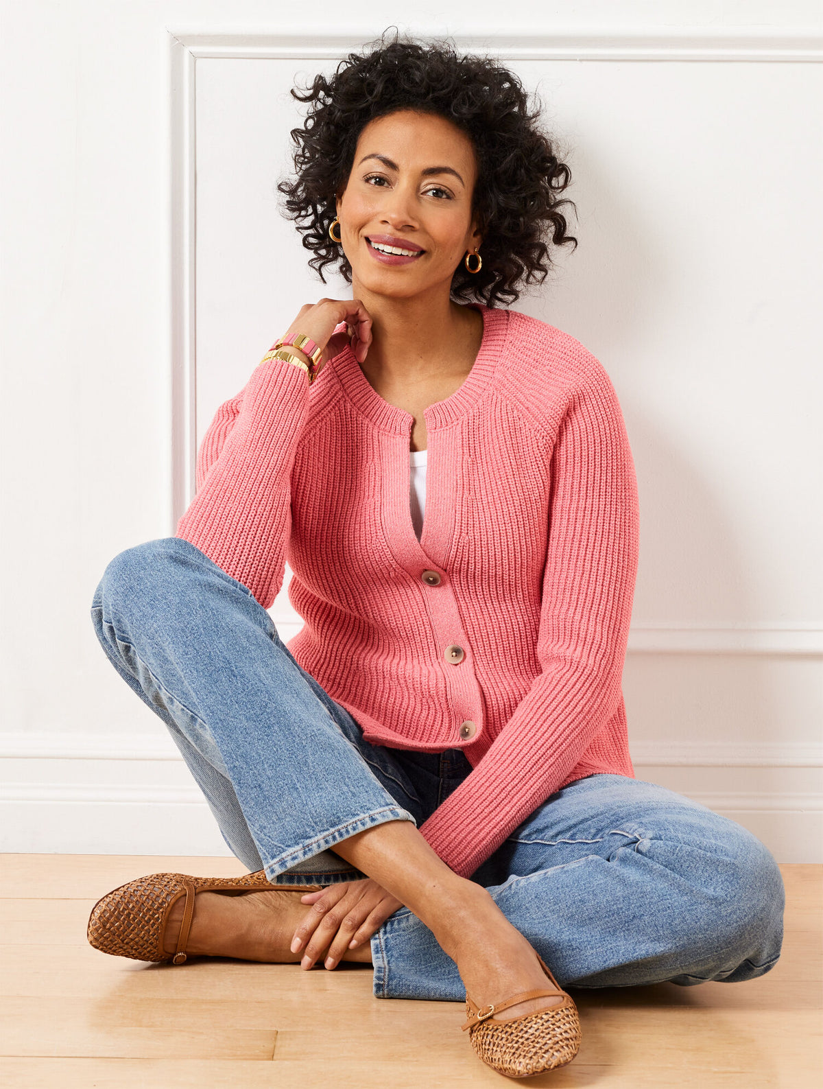 Talbots SHAKER STITCH V-NECK CARDIGAN