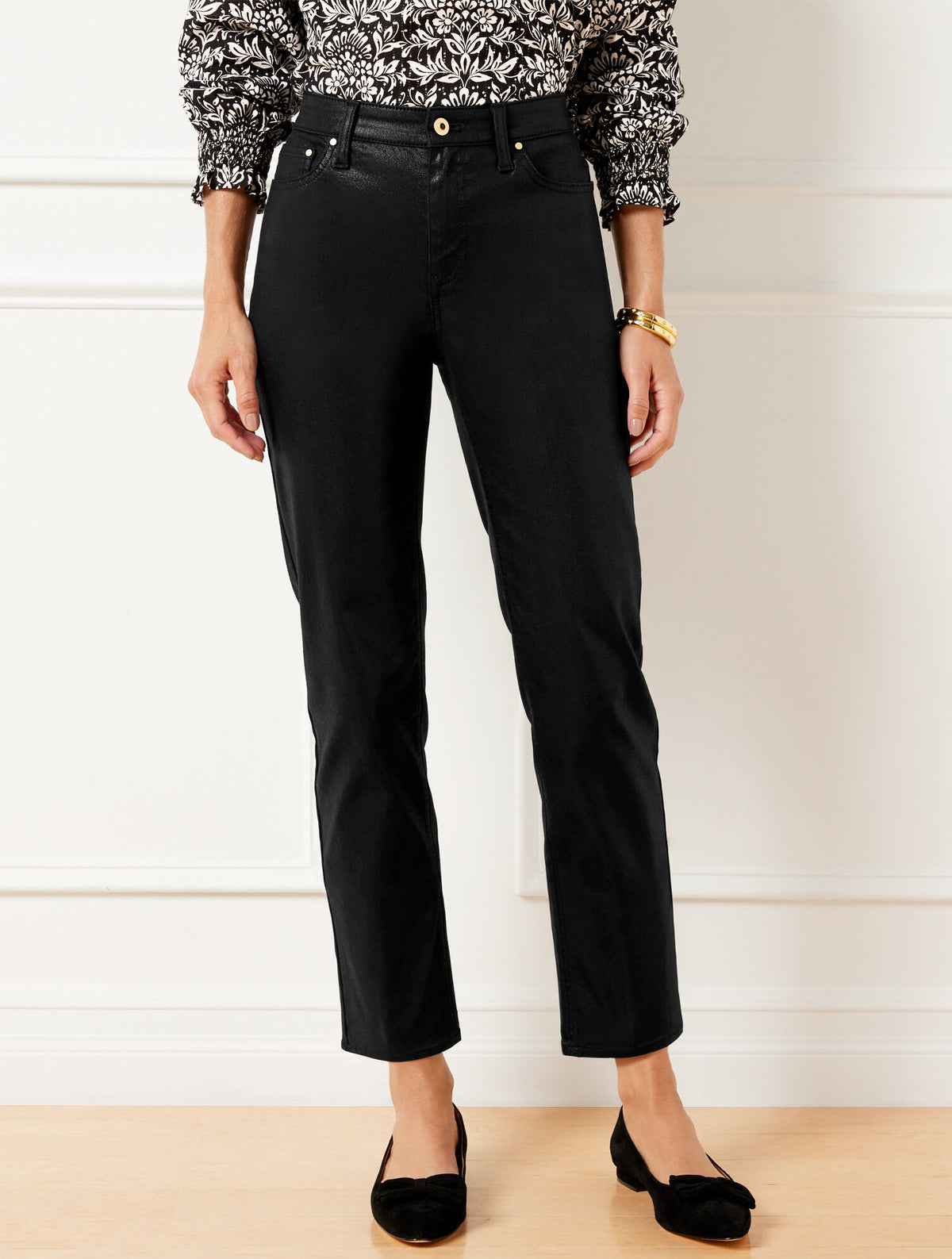 Talbots SLIM STRAIGHT ANKLE JEANS - METALLIC