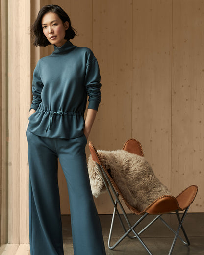 Talbots FLEECE DRAWSTRING-WAIST MOCKNECK TOP