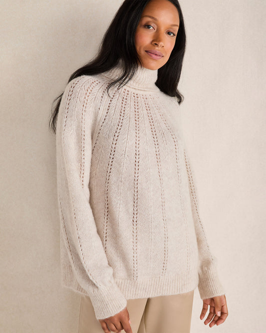Talbots LOFTY KNIT POINTELLE TURTLENECK SWEATER