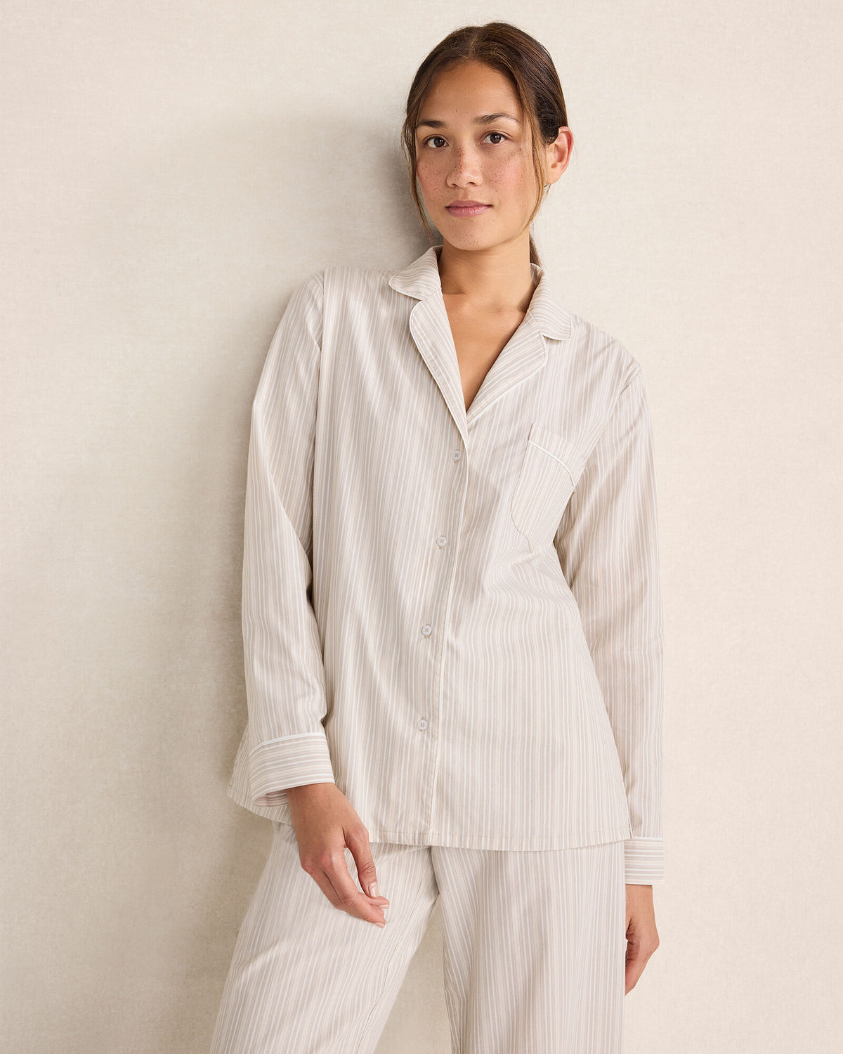 Talbots ORGANIC COTTON POPLIN MULTI STRIPE PAJAMA SHIRT