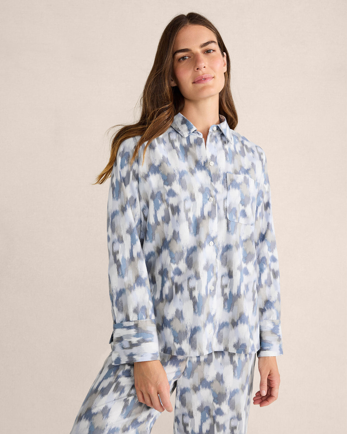Talbots ORGANIC COTTON BRUSHSTROKE PAJAMA TOP