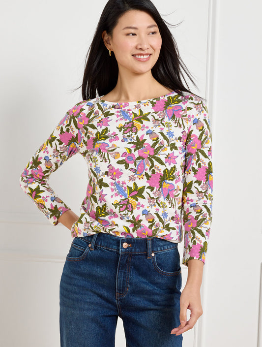 Talbots BATEAU NECK TEE - FLOURISHING VINES