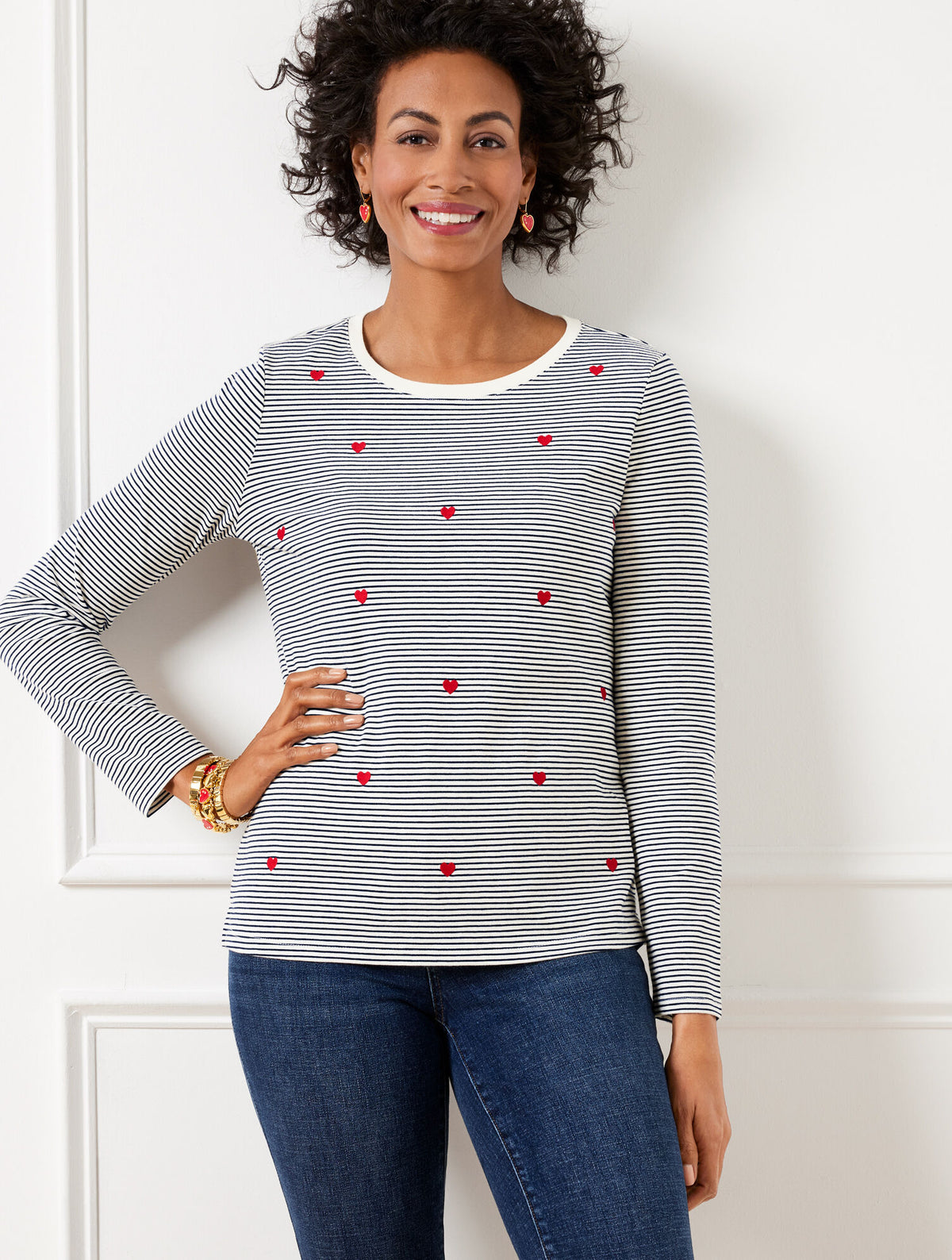Talbots CREWNECK TEE - EMBELLISHED HEARTS