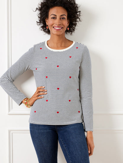Talbots CREWNECK TEE - EMBELLISHED HEARTS