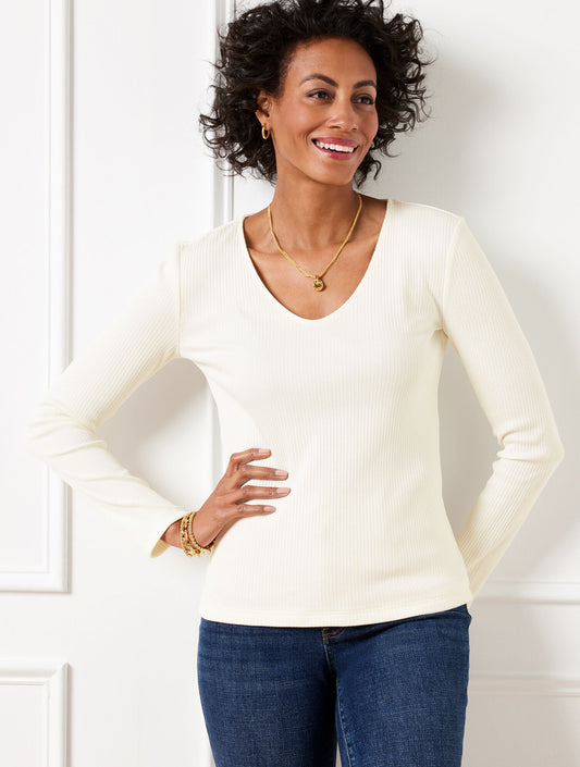 Talbots RIBBED LONG SLEEVE TEE